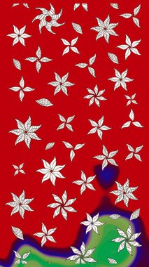 Kırmızı ve nötr renklerde çiçekler. Renkli Bahar Teması eskiz kalıbı. Düz Çiçek Elementleri Tasarımı. Güzel çiçek deseni..