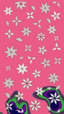 Çiçekli el çizimi çizimi deseni. Modern gelişim pembe ve nötr raster arkaplan duvar kağıdı resimleme klasik çizgili iz sürme desenli çiçekler, çiçekli süsler.