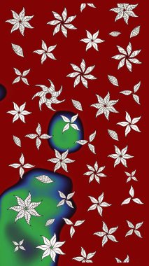 Düz Çiçek Elementleri Tasarım Raster illüstrasyonu. Kırmızı ve nötr renkte çiçekler. Renkli Bahar Teması çizim kalıbı. Çiçekli çiçek deseni, suluboya..