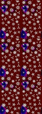 El çizimi. Raster illüstrasyonu. Çiçekler, dallar, bitkiler ve çiçekler. Güzel kumaş deseni.