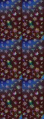 Robot resim. Raster illüstrasyonu. Kahverengi ve mavi renkli çiçekler. Şirin çiçek elementleri..