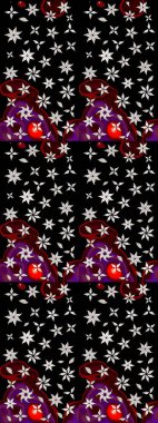 Çiçek desenli eskiz. Gömlek baskısı için çiçek boyası. Siyah ve nötr renkte çiçekler.