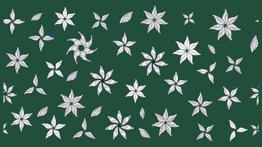 Düz Çiçek Elementleri Tasarımı. Yeşil ve nötr renklerde çiçekler. Renkli Yaz Temalı eskiz kalıbı. Raster illüstrasyonunda çiçek deseni çizimi.