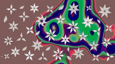 Küçük çiçekteki sevimli çiçek deseni. Kahverengi ve yeşil renkte çiçekler.