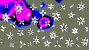 Raster illüstrasyonu. Çiçekli güzel suluboya desen. Yeşil ve mavi renklerde.