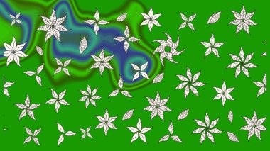 Eskiz arkaplan modeli. Raster hisseleri. Çiçekler yeşil ve nötr. Suluboya, elle çizilmiş.