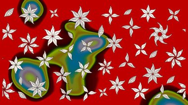 Kırmızı ve nötr renklerde çiçekler. Yumuşak, bahar çiçekli arka plan. Raster çiçek desenli ve çiçekli..