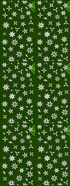 Yeşil ve nötr renklerde çiçekler. Raster illüstrasyonu. Raster illüstrasyonu. Asya tekstil tarzında. Çiçek desenini çiz.