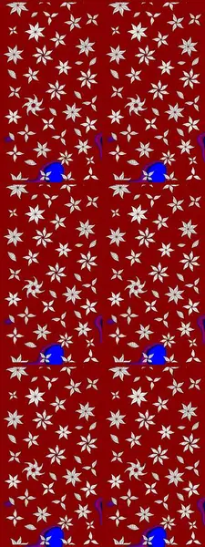 Raster Modaya uygun kumaş deseni. Kırmızı ve nötr renklerde şirin çiçek desenleri. Renkli Bahar Teması eskiz kalıbı. Düz Çiçek Elementleri Tasarımı.