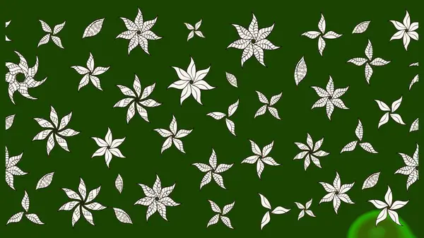 Raster illüstrasyonu. Çiçek desenli çizim. Asya tekstil tarzında. Yeşil ve nötr renklerde çiçekler. Raster illüstrasyonu.