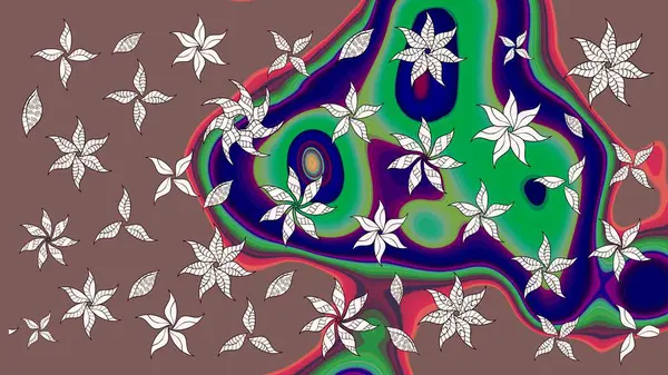 Küçük çiçekteki sevimli çiçek deseni. Kahverengi ve yeşil renkte çiçekler.