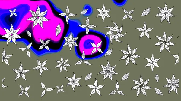 Raster illüstrasyonu. Çiçekli güzel suluboya desen. Yeşil ve mavi renklerde.