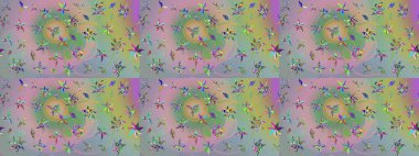 Çiçekli, yapraklı, çiçek desenli eskiz. Raster illüstrasyonu. El çizimi.