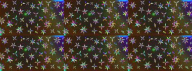 Küçük çiçekteki sevimli çiçek deseni. Bir sürü kahverengi ve gri soyut çiçekli tropik eskiz deseni. Varisolokahverengi ve gri raster çizimi.