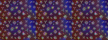 Raster illüstrasyonu. Mor ve mor renkli çiçekler. Çiçek deseni. Şatafatlı bahar bahçesi dokusu. Mor ve mor renkte çiçek çizimi.