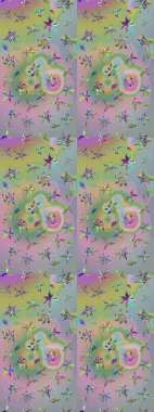 Tarafsız ve yeşil renklerde çiçekler. Küçük çiçekte sevimli çiçek deseni var..