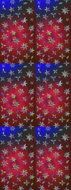 Parmak izi, kumaş, duvar kâğıdı, tekstil için raster dokusu. Nakış desenli çiçek deseni. Renkli grunge renkli ve kahverengi çiçeklerle soyut arkaplanı zenginleştirir.