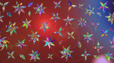 Varicolobrown ve Red Raster çizimi. Küçük çiçekteki sevimli çiçek deseni. Birçok kahverengi ve kırmızı soyut çiçekli tropik çizim deseni.