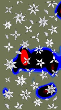 Düz Çiçek Elementleri Tasarımı. Modaya uygun kumaş deseni. Renkli Yaz Temalı eskiz kalıbı. Sevimli çiçek raster deseni.