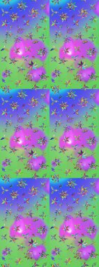 Küçük çiçekte güzel bir desen. Moda baskıları için zarif bir şablon. Küçük renkli çiçekler. Motley illüstrasyonu. Çiçekli bahar çiçekleri.