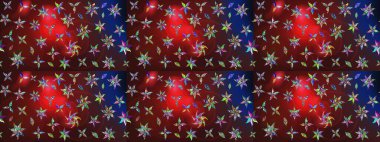 Raster illüstrasyonu. Çiçek desenli çizim. Kahverengi ve kırmızı renklerde Asya tekstili.