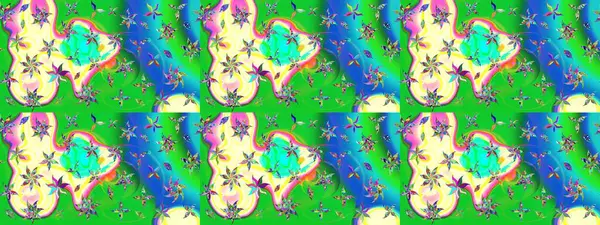 Kumaş, tekstil, duvar kağıdı baskısı için. Eskiz geçmişi. Tomurcukları papatya çiçekleri olan sevimli bir çiçek deseni. Raster illüstrasyonu. Miles Fleur, süslü püslü bir süs. Antika retro tarzı.