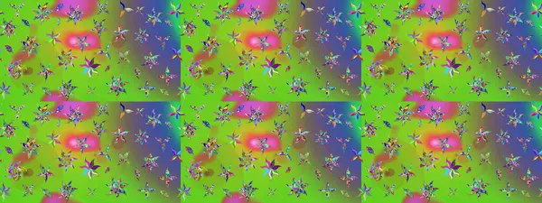 Yeşil ve mor renkli çiçekler. Raster illüstrasyonunda çiçek deseni çizimi.