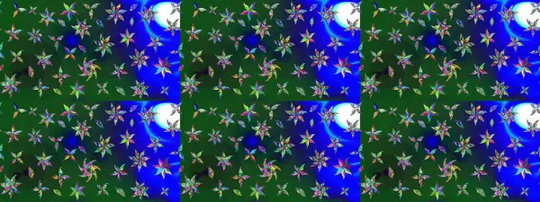 Tekstil, kumaş, kapaklar, duvar kağıtları, baskı, naylon, koleksiyon defteri, örgü, dekupaj için güzel bir eskiz. Millefleur 'lar. Küçük yeşil ve mavi renkte güzel bir besin torbası deseni, çiçekler..