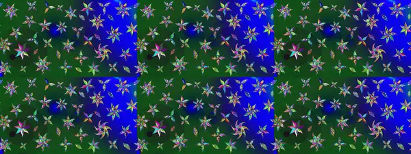 Güzel kumaş deseni. Raster illüstrasyonundaki çiçek desenli çizim. Renkli Bahar Teması eskiz kalıbı. Düz Çiçek Elementleri Tasarımı.