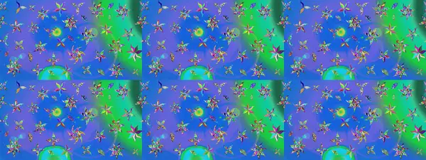 Kabile sanatı boho baskısı, klasik çiçek arkaplanı. Soyut etnik raster çizim kalıbı. Arkaplan dokusu, duvar kağıdı, mavi ve yeşil renkli çiçek teması.