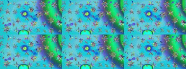 Küçük mavi ve yeşil çiçeklerle oldukça eski bir besin torbası deseni. Tekstil, kumaş, kapaklar, duvar kağıtları, baskı, paket, koleksiyon defteri, örgü, dekupaj için çiçek arkaplanı..