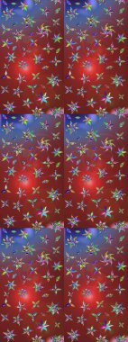 Raster illüstrasyonu. Çiçek desenli eskiz, darbeler, sıçramalar, yaz çiçekleri. Kahverengi ve kırmızı renkte çiçekler.