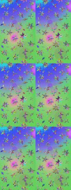 Raster illüstrasyonu. Yeşil ve mor renklerde. Anti-stres için Raster soyut şablon sayfası.