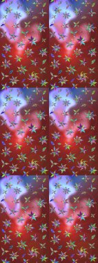 Varicolobrown ve Red Raster çizimi. Bir sürü kahverengi ve kırmızı soyut çiçekli tropik eskiz deseni. Küçük çiçekte sevimli çiçek deseni var..