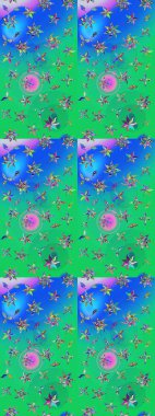 Raster deseni. Süslü kumaş deseni. Çiçekli çiçek deseni, suluboya..