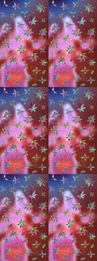 Raster çiçek desenli çiçek deseni, yapraklar, dekoratif elementler, sıçrama, lekeler, el çizimi kontur çizgileri ve Doodle çizim stili, grafik raster çizim çizimi.