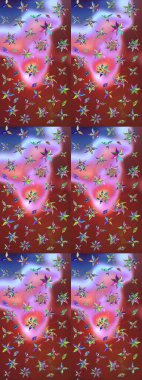 Klasik çiçek tasarımı elementleri. Raster illüstrasyonu. Kahverengi ve kırmızı kıvırcık çiçekler kahverengi ve kırmızı renklerde.