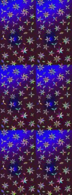 Kahverengi ve mavi renkli çiçekler. Raster düz çiçek çizim deseni. Tasarım hediye paketi, tebrik kartları, posterler ve afiş tasarımı.