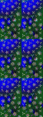 Renkli Yaz Temalı eskiz kalıbı. Çiçekli eskiz çizimi. Düz Çiçek Elementleri Tasarımı. Mavi ve yeşil renkte çiçekler.