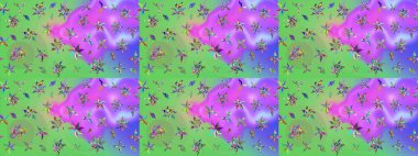 Süslü kumaş deseni. Renkli Bahar Teması eskiz kalıbı. Düz Çiçek Elementleri Tasarımı. Raster illüstrasyonunda çiçek deseni çizimi.