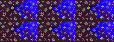 Raster illüstrasyonu. Çizim çiçek deseni duvar kâğıdı olarak kullanılabilir. Kahverengi ve mavi renkte çiçekler.