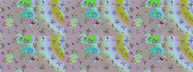 Ağaç dallı bahar çiçekleri, tarafsız gri renkler ve çiçek silueti desenli. Raster deseni.