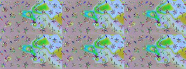 Tarafsız ve mavi renkte çiçekler. Elle boyanmış suluboya resim çizimi çiçekler ve bitkiler.