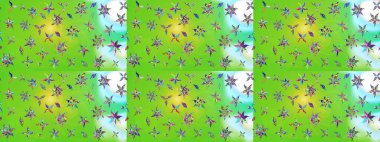 Raster illüstrasyonu. Çiçek süslemeli çizim deseni. Yeşil ve nötr renkte çiçekler.