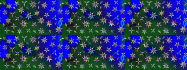 Klasik taslak çizimi. Çiçek mavisi ve yeşil çizim deseni. Raster Yumuşak kumaş deseni. Raster çiçek izi..