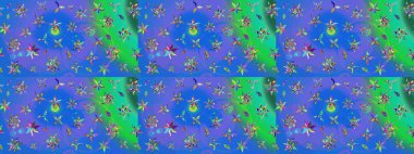 Çiçek kompozisyonu, el boyası, hassas şablon. Üst manzara, yumuşak stil. Mavi ve yeşil renkte manzaralı çiçek deseni. Sevgililer günü ve tebrik kartı konsepti için şık bir davet.