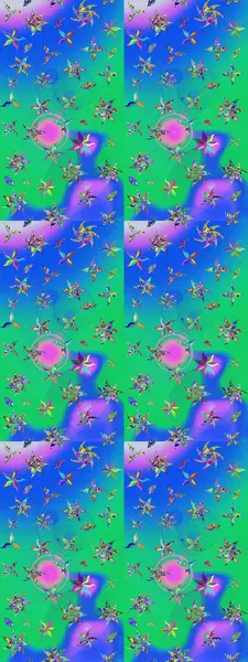 Hediye ambalaj kağıdı, tebrik kartları, posterler ve pankart tasarımı. Mavi ve yeşil renkli çiçekler. Raster düz çiçek çizim deseni.