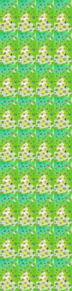 Yeşil ve nötr renklerde etnik çiçeklerle süslenmiş zarif bir eskiz. Asya Tekstil 'inde Raster Çiçek İllüstrasyonu.