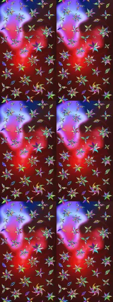 Çiçekli karalama şeklinde Raster çiçek deseni. Raster illüstrasyonu. Nazikçe, yaz çiçekleri kahverengi ve kırmızı renklerde.