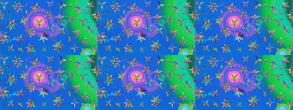 Kabile sanatı boho baskısı, klasik çiçek arkaplanı. Arkaplan dokusu, duvar kağıdı, mavi ve yeşil renkli çiçek teması. Soyut etnik raster çizim kalıbı.